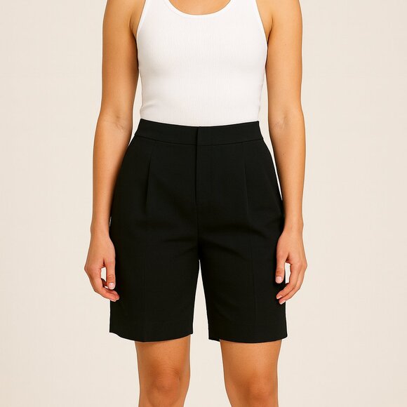 Lululemon High Waist Pleated Bermuda Shorts Black Size 8 - Picture 1 of 5